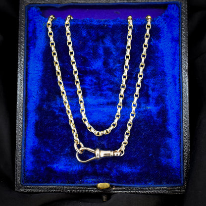 Antique Victorian 9ct Gold Faceted Link Chain Necklace with Dog Clip | 19.5"