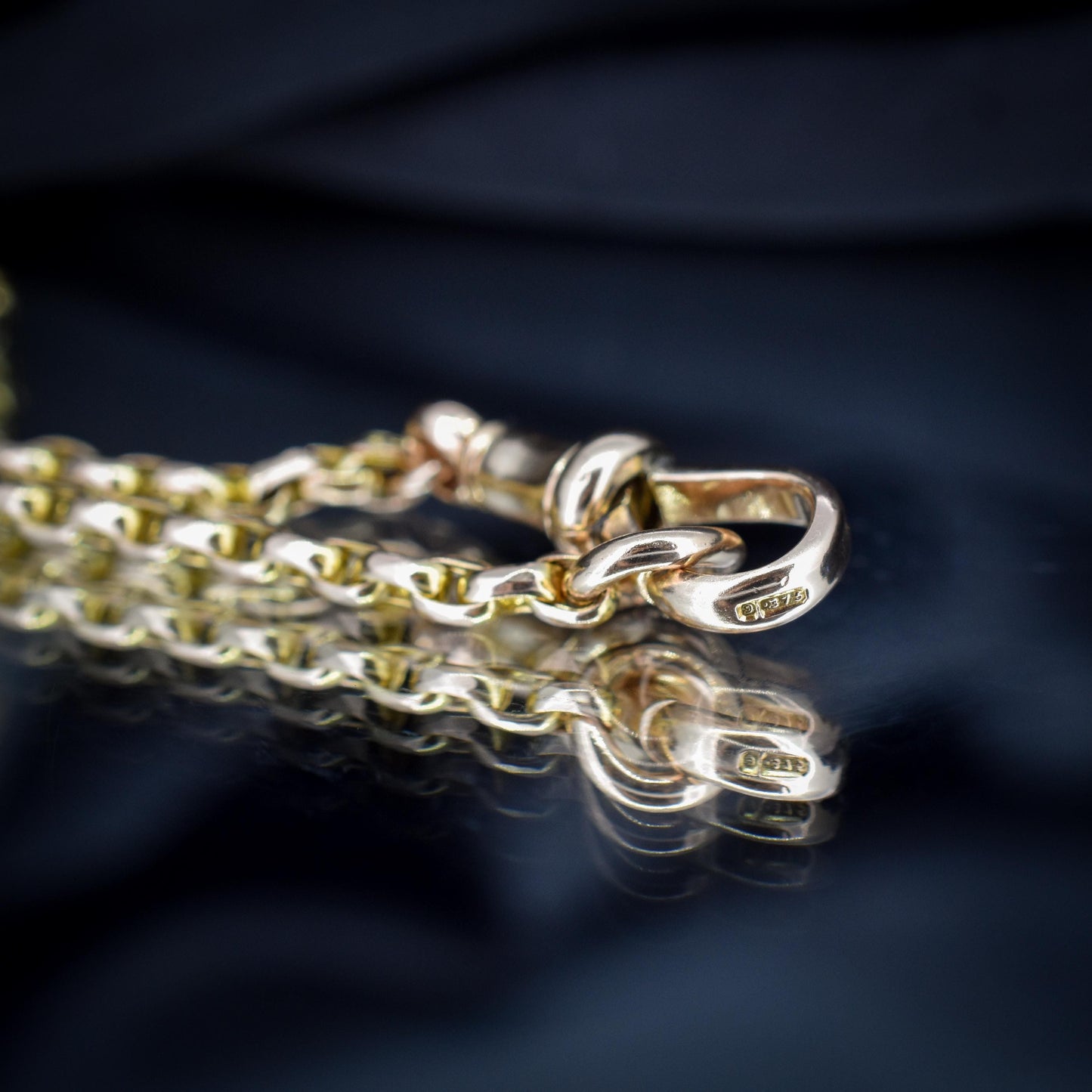 Antique Victorian 9ct Gold Faceted Link Chain Necklace with Dog Clip | 19.5"