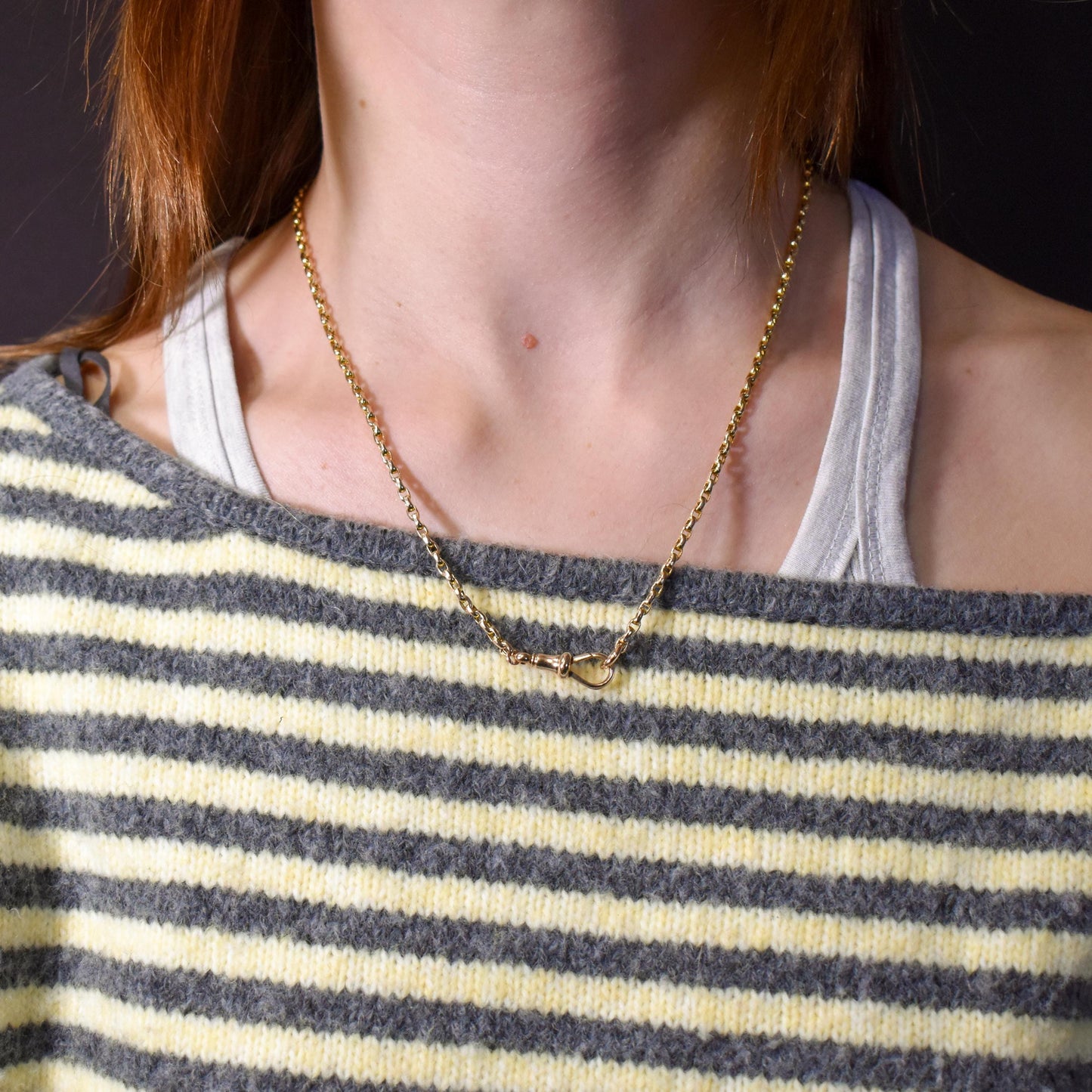 Antique Victorian 9ct Gold Faceted Link Chain Necklace with Dog Clip | 19.5"