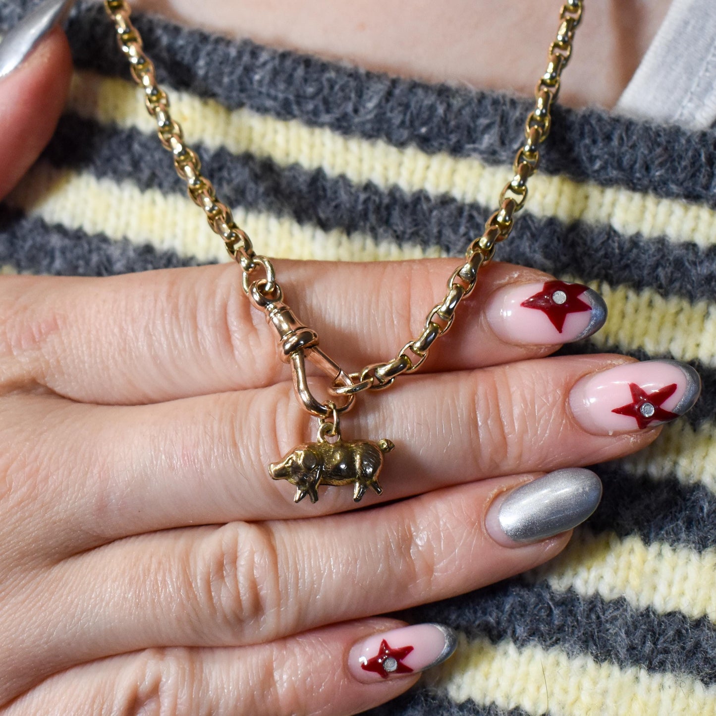 Antique 9ct Gold Pig Charm Pendant