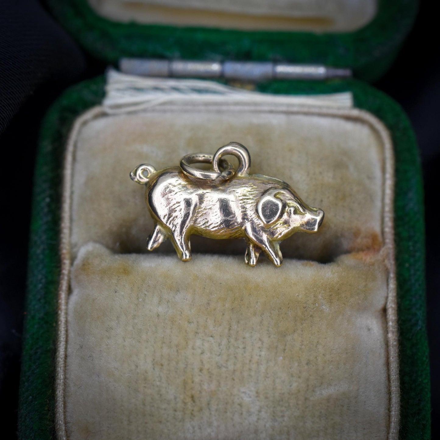 Antique 9ct Gold Pig Charm Pendant