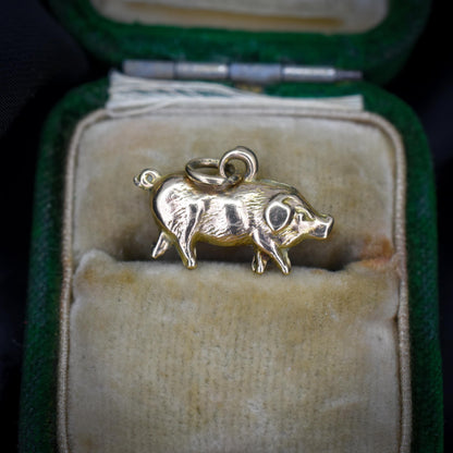 Antique 9ct Gold Pig Charm Pendant
