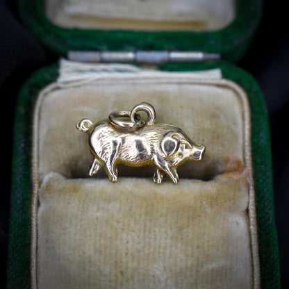 Antique 9ct Gold Pig Charm Pendant