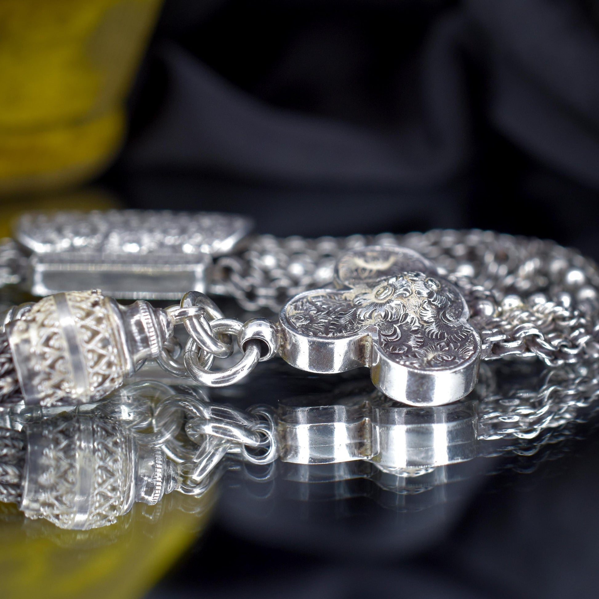 Antique Silver Multi-Strand Large Albertina Albert Chain Bracelet | 8.5"