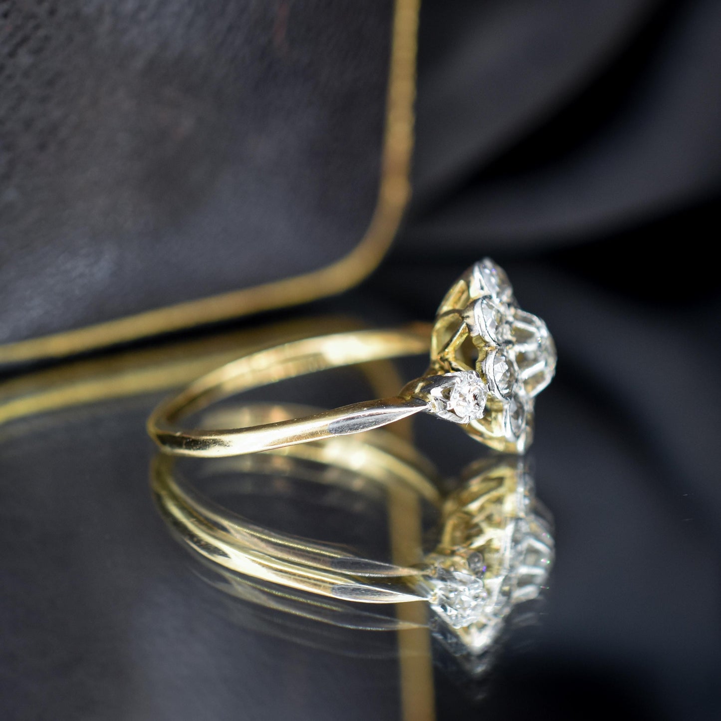 Antique 0.89ct Edwardian Diamond Cluster Daisy 18ct Yellow Gold Ring