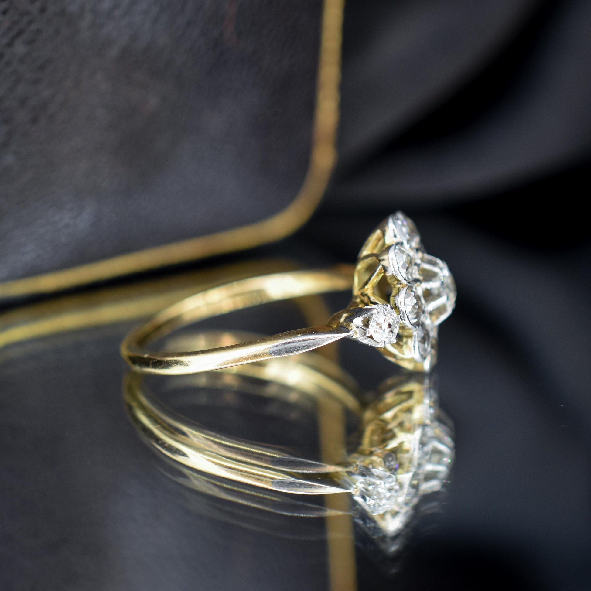 Antique 0.89ct Edwardian Diamond Cluster Daisy 18ct Yellow Gold Ring