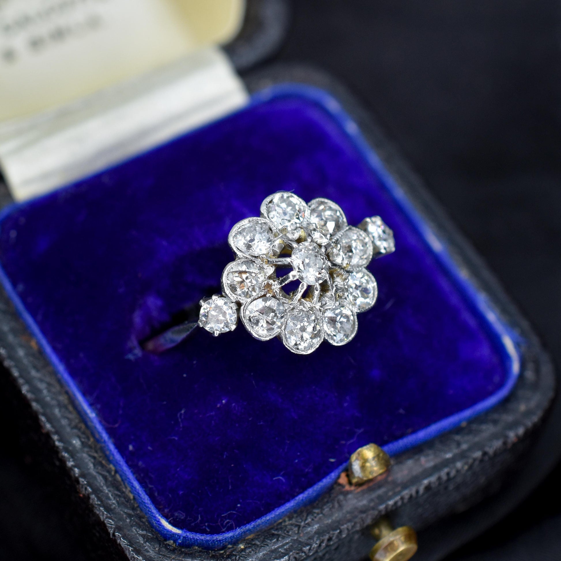 Antique 0.89ct Edwardian Diamond Cluster Daisy 18ct Yellow Gold Ring
