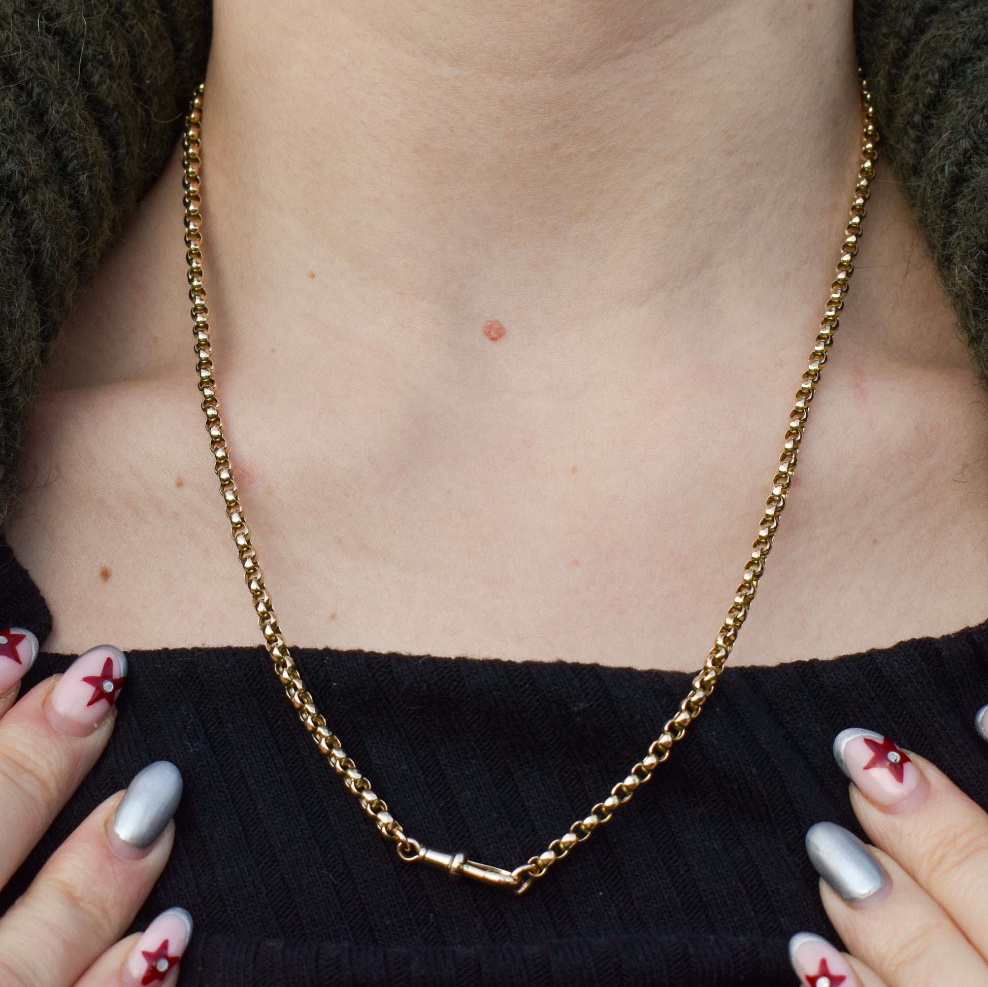 Antique Victorian 9ct Gold Chain Necklace with Dog Clip | 20.5"