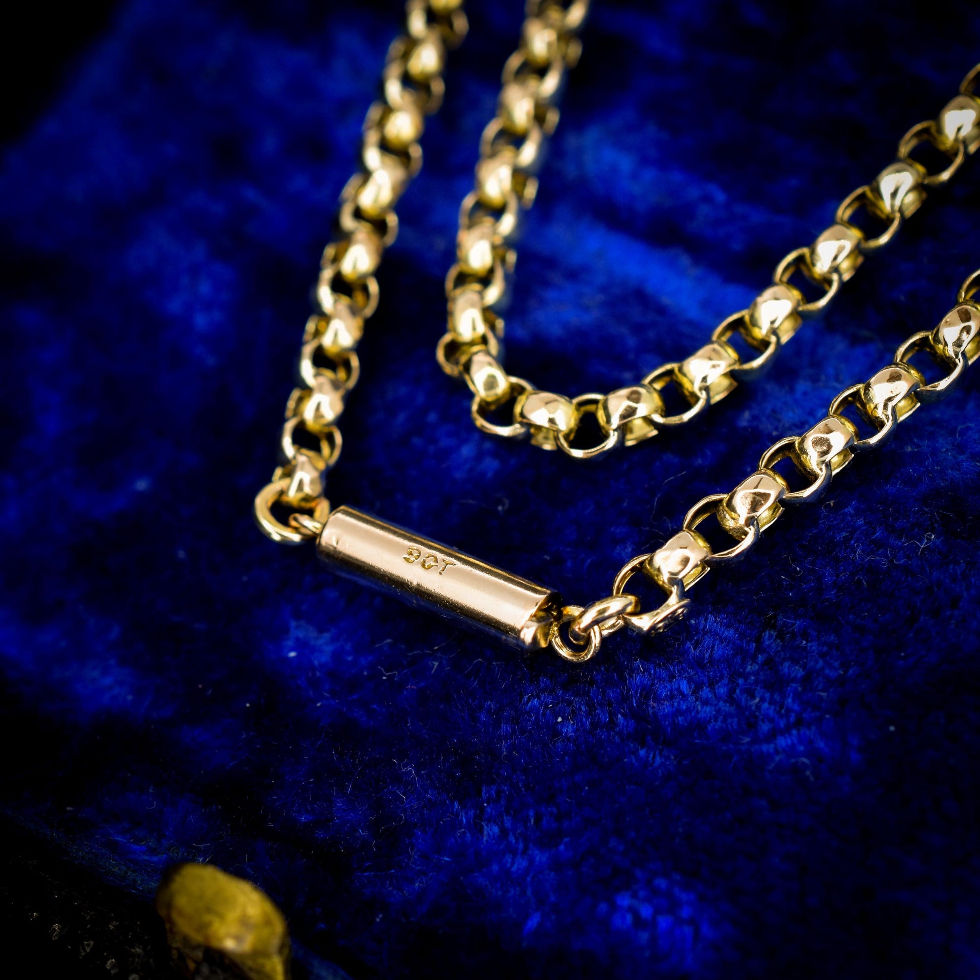 Antique Victorian 9ct Gold Faceted Belcher Link Chain Necklace with Barrel Clasp | 20"