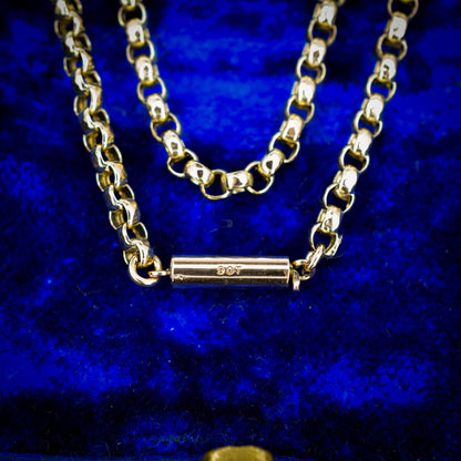 Antique Victorian 9ct Gold Faceted Belcher Link Chain Necklace with Barrel Clasp | 20"