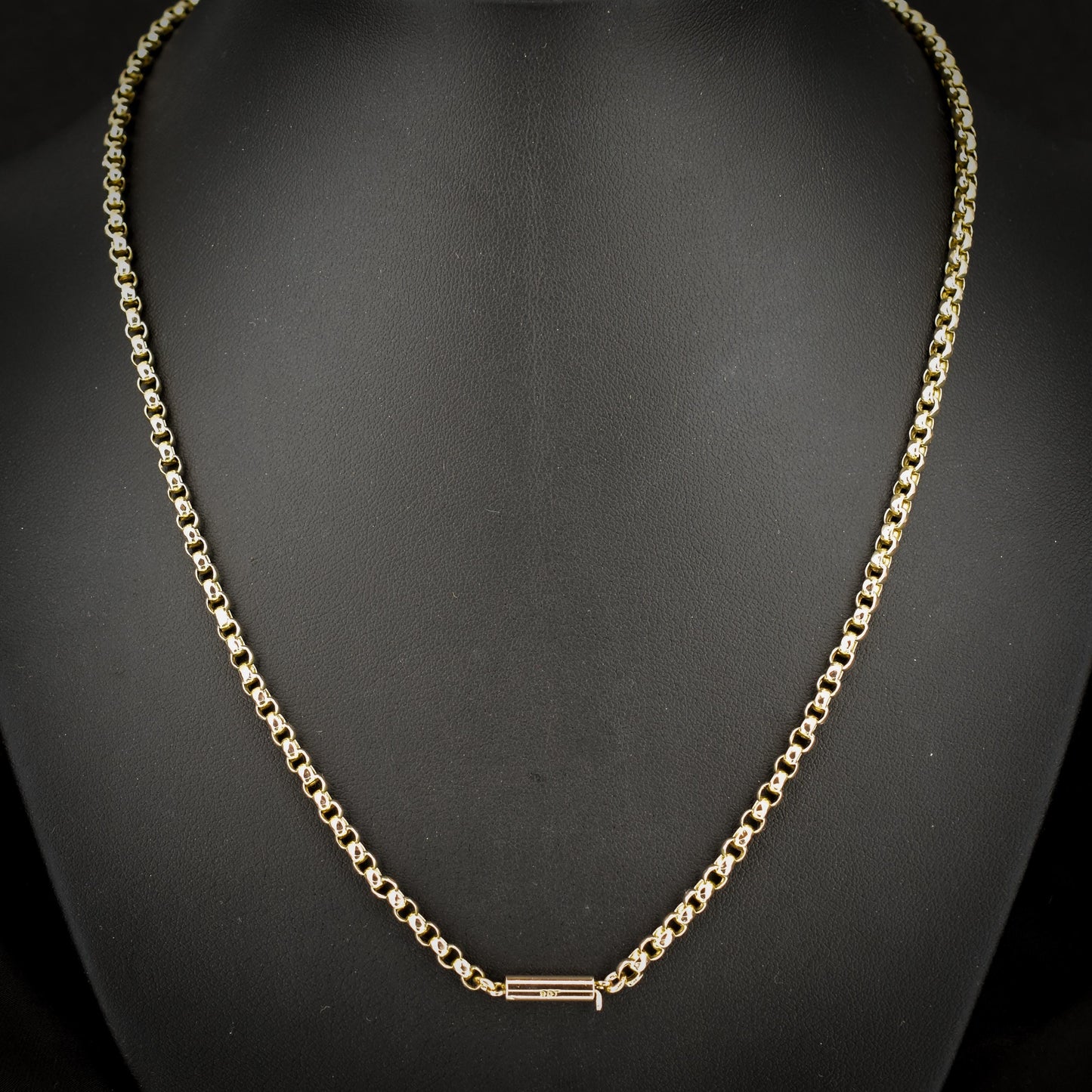 Antique Victorian 9ct Gold Faceted Belcher Link Chain Necklace with Barrel Clasp | 20"