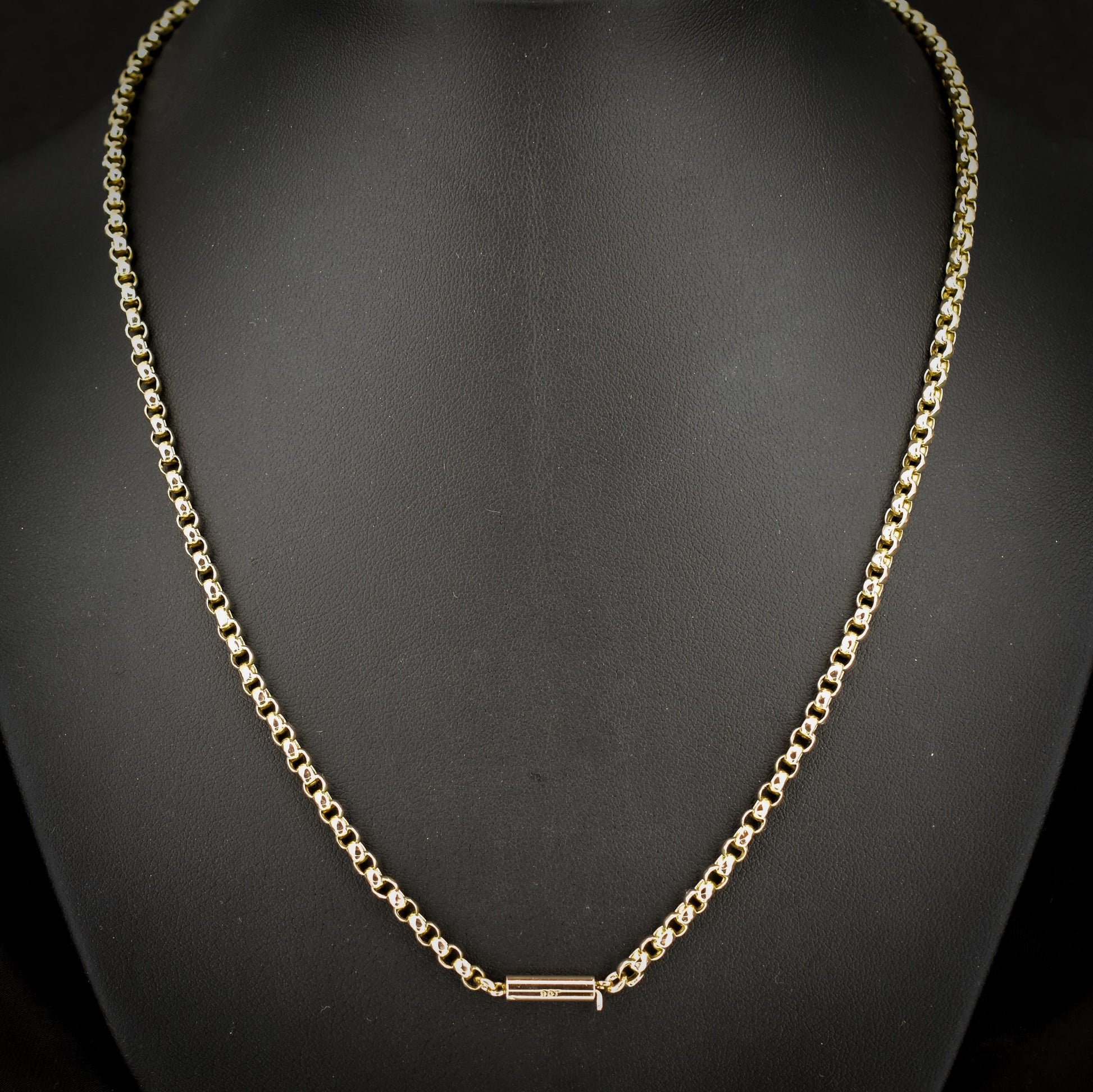 Antique Victorian 9ct Gold Faceted Belcher Link Chain Necklace with Barrel Clasp | 20"