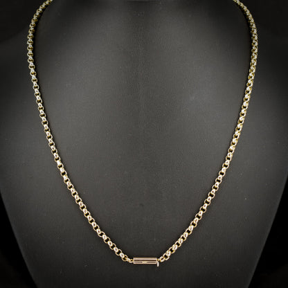 Antique Victorian 9ct Gold Faceted Belcher Link Chain Necklace with Barrel Clasp | 20"