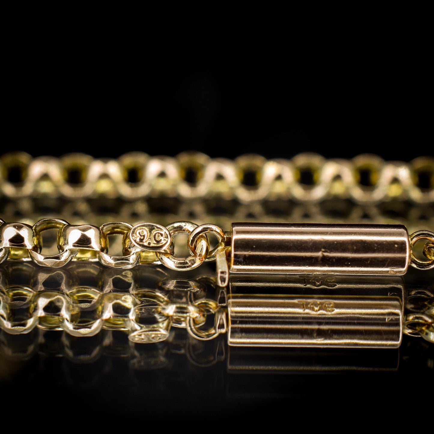 Antique Victorian 9ct Gold Faceted Belcher Link Chain Necklace with Barrel Clasp | 20"