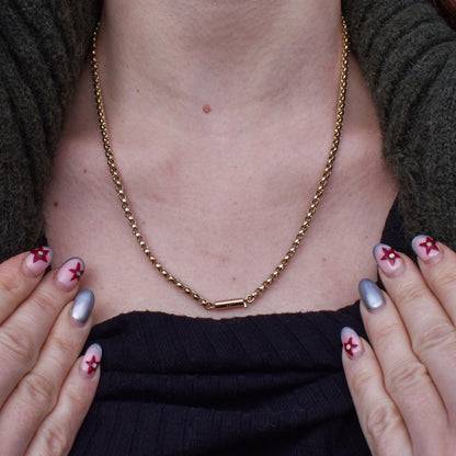 Antique Victorian 9ct Gold Faceted Belcher Link Chain Necklace with Barrel Clasp | 20"