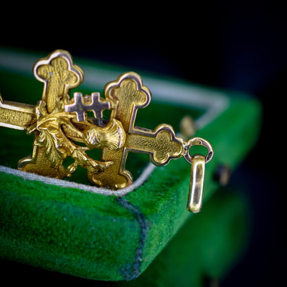 Antique French 18ct Gold 'Cross of Lorraine' Pendant