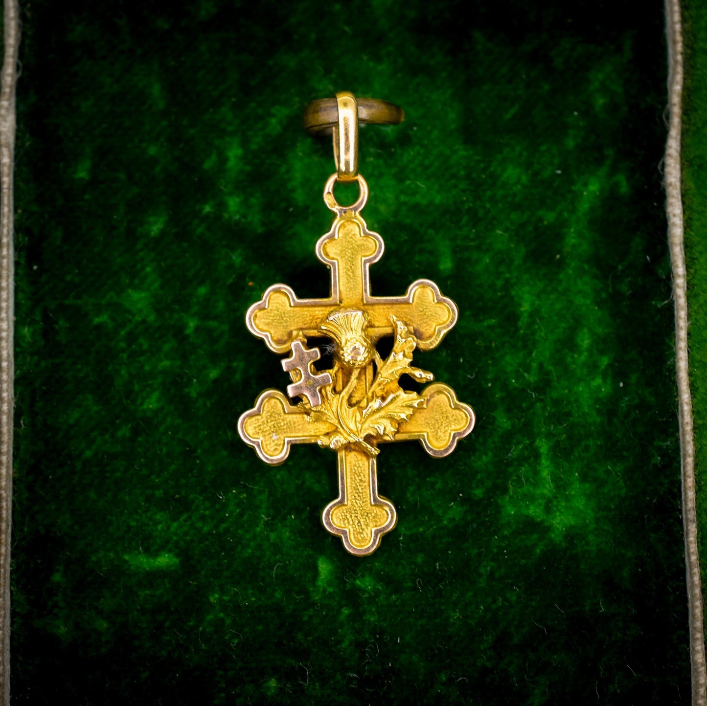 Antique French 18ct Gold 'Cross of Lorraine' Pendant
