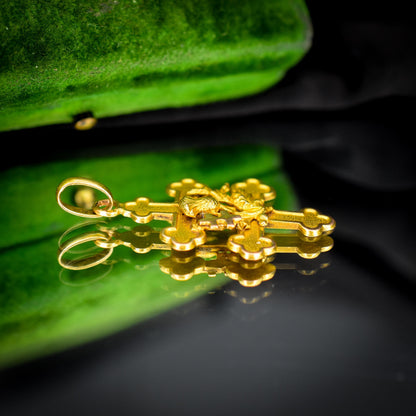 Antique French 18ct Gold 'Cross of Lorraine' Pendant
