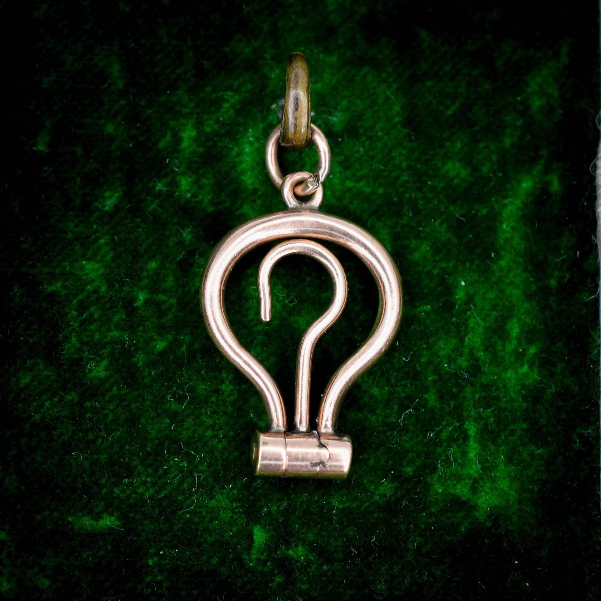 Antique Victorian 9ct Gold Folding Button Hook Pendant - Extender