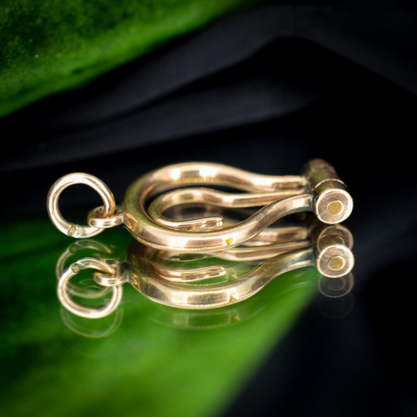 Antique Victorian 9ct Gold Folding Button Hook Pendant - Extender