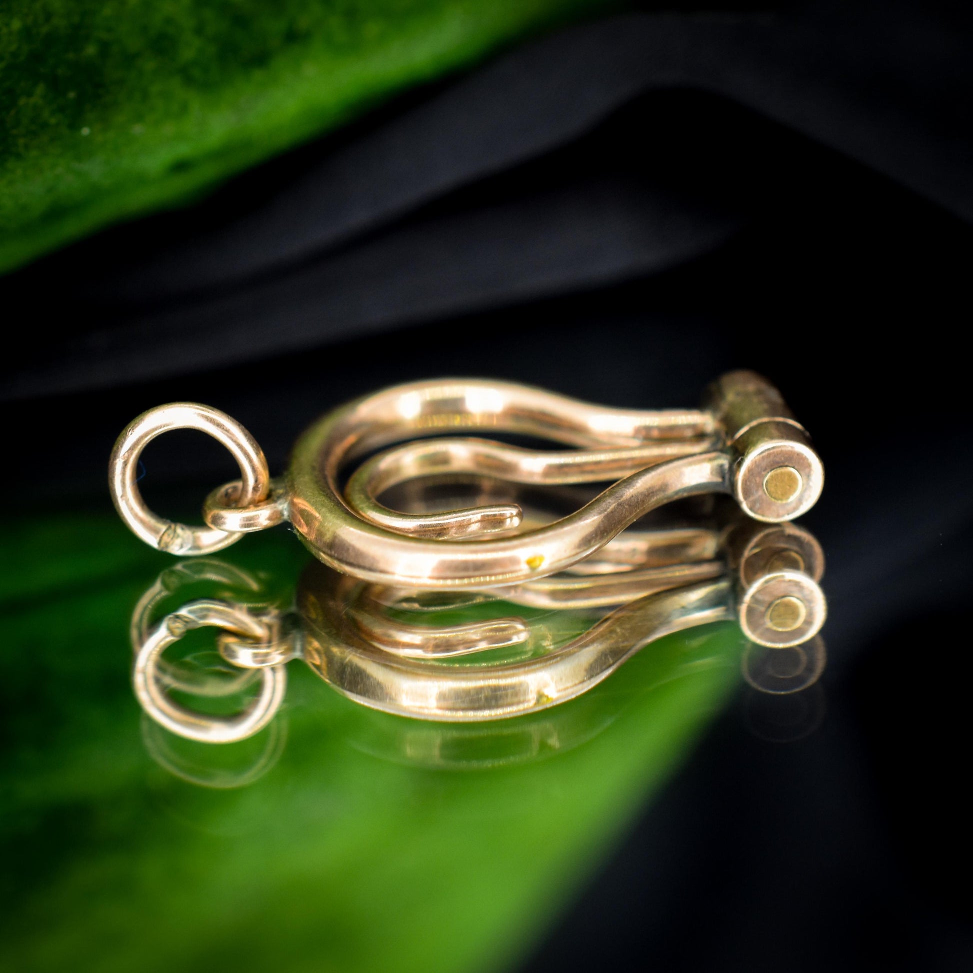 Antique Victorian 9ct Gold Folding Button Hook Pendant - Extender