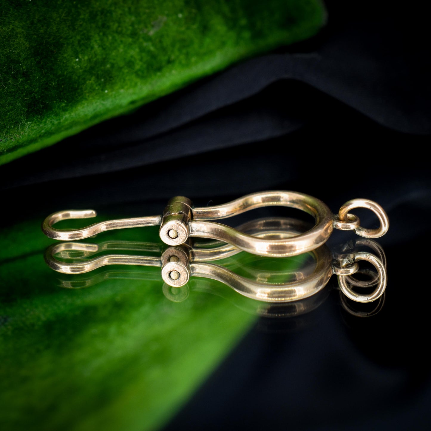 Antique Victorian 9ct Gold Folding Button Hook Pendant - Extender