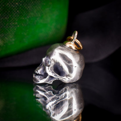 Diamond Eyes Gold and Silver Skull Charm Pendant