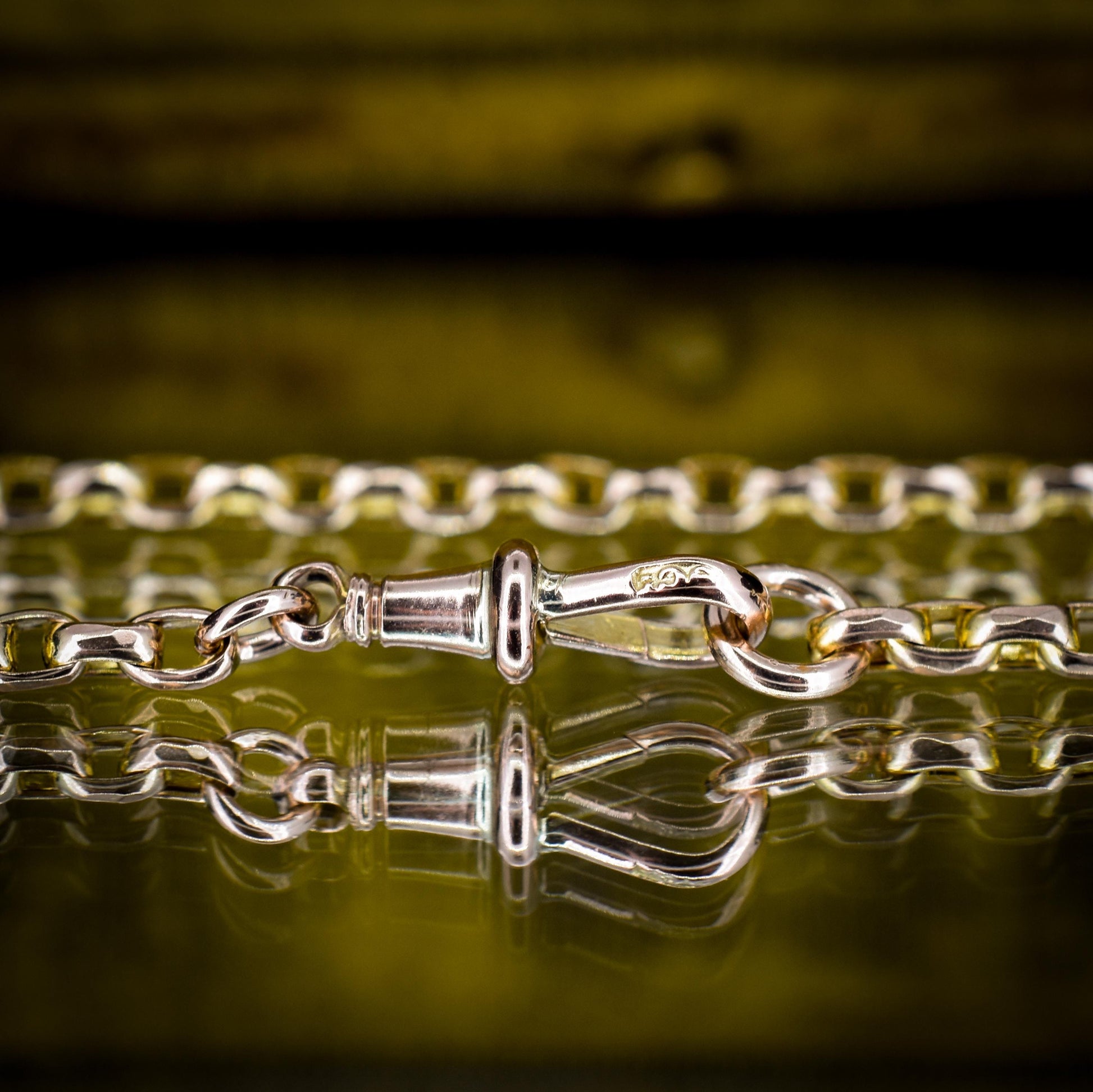 Antique Victorian 9ct Gold Faceted Link Chain Necklace with Dog Clip | 19.5"