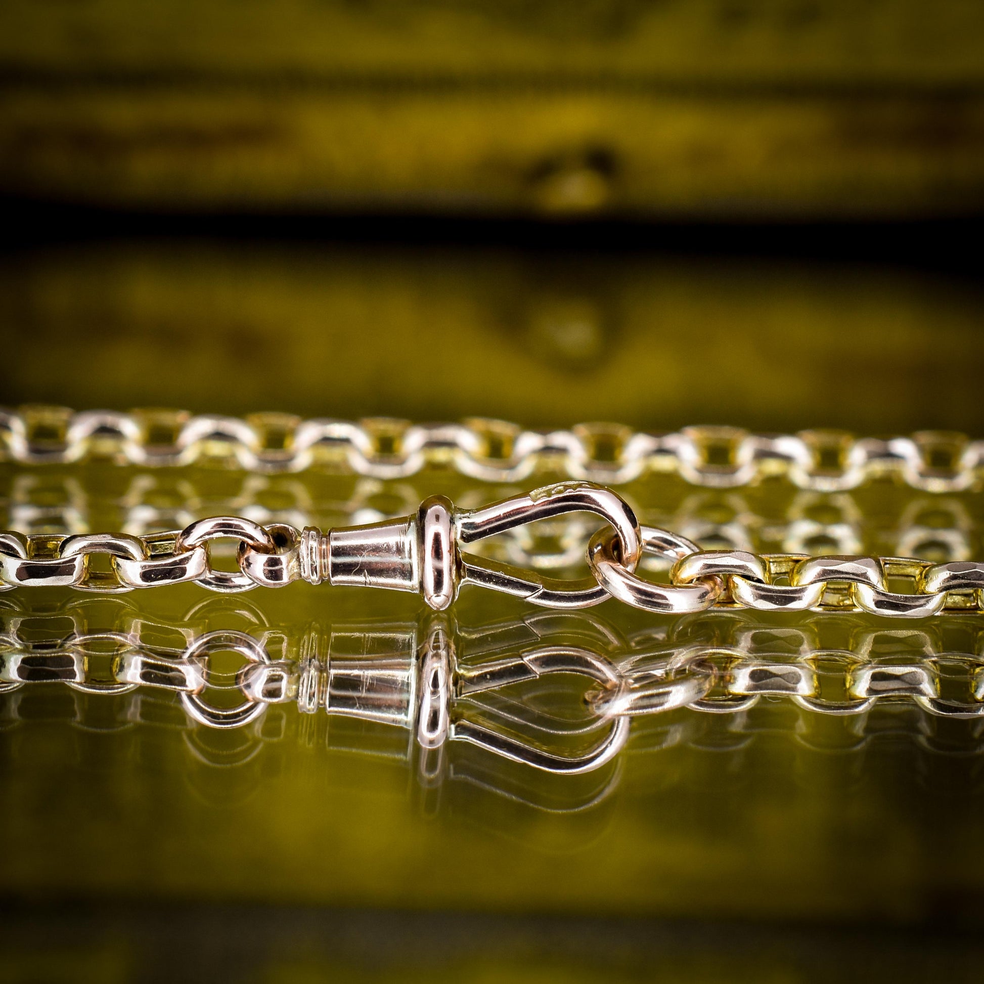 Antique Victorian 9ct Gold Faceted Link Chain Necklace with Dog Clip | 19.5"