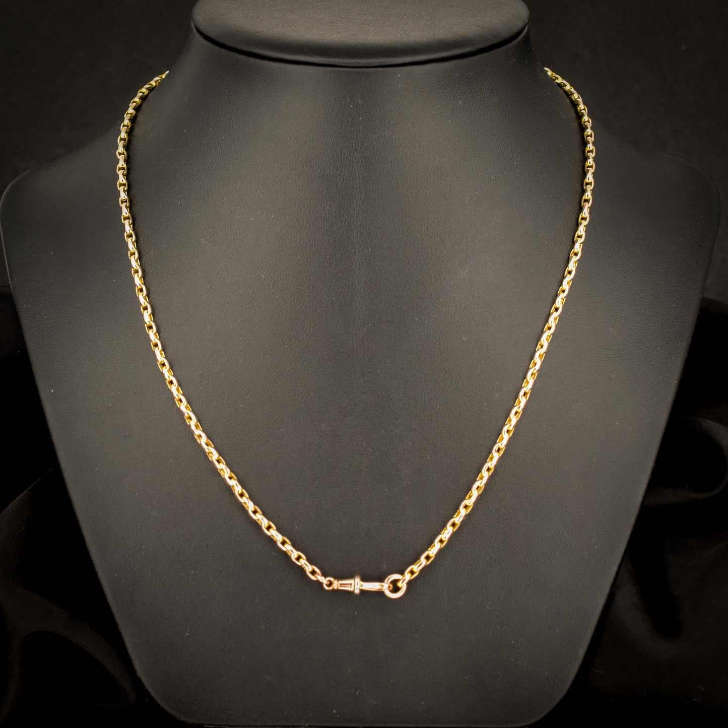 Antique Victorian 9ct Gold Faceted Link Chain Necklace with Dog Clip | 19.5"