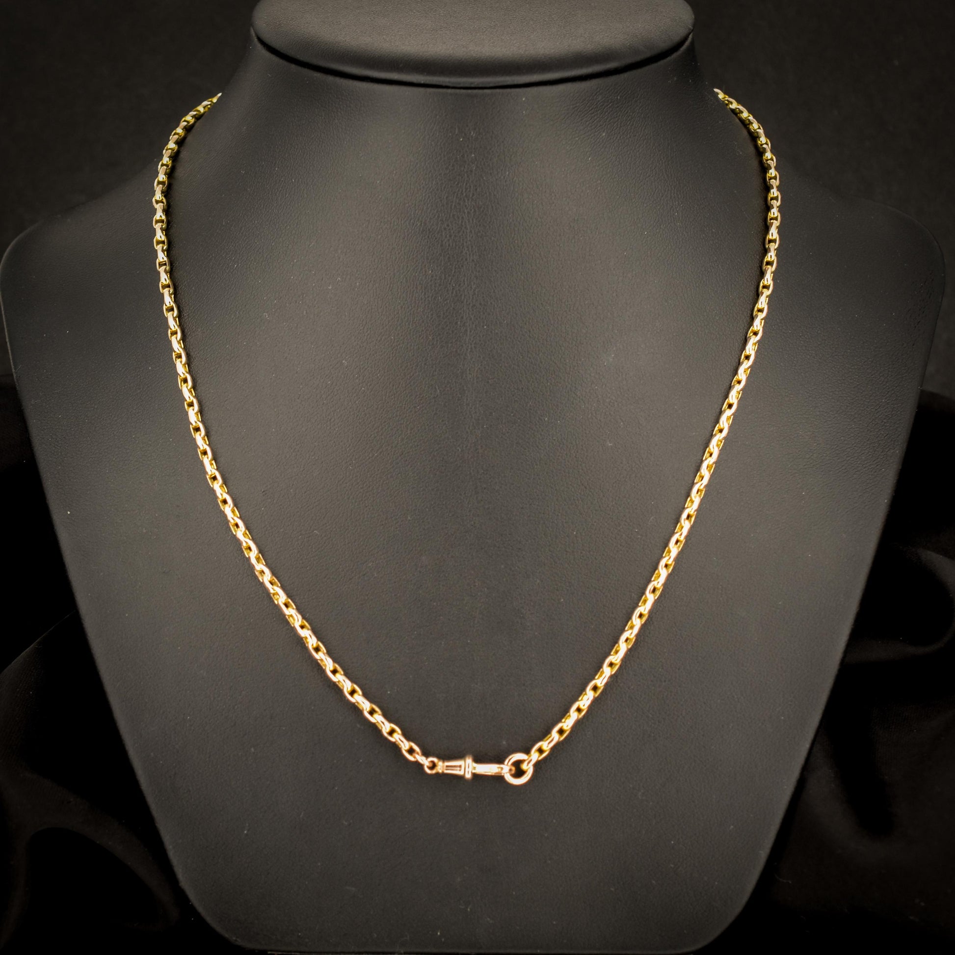 Antique Victorian 9ct Gold Faceted Link Chain Necklace with Dog Clip | 19.5"