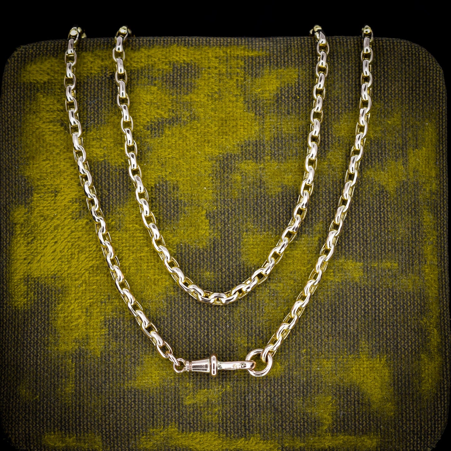 Antique Victorian 9ct Gold Faceted Link Chain Necklace with Dog Clip | 19.5"