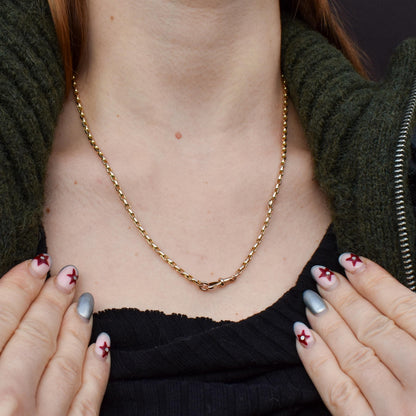 Antique Victorian 9ct Gold Faceted Link Chain Necklace with Dog Clip | 19.5"