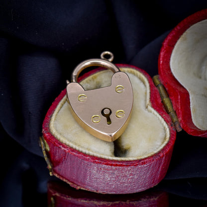 Antique Edwardian 15ct Gold Heart Padlock Pendant