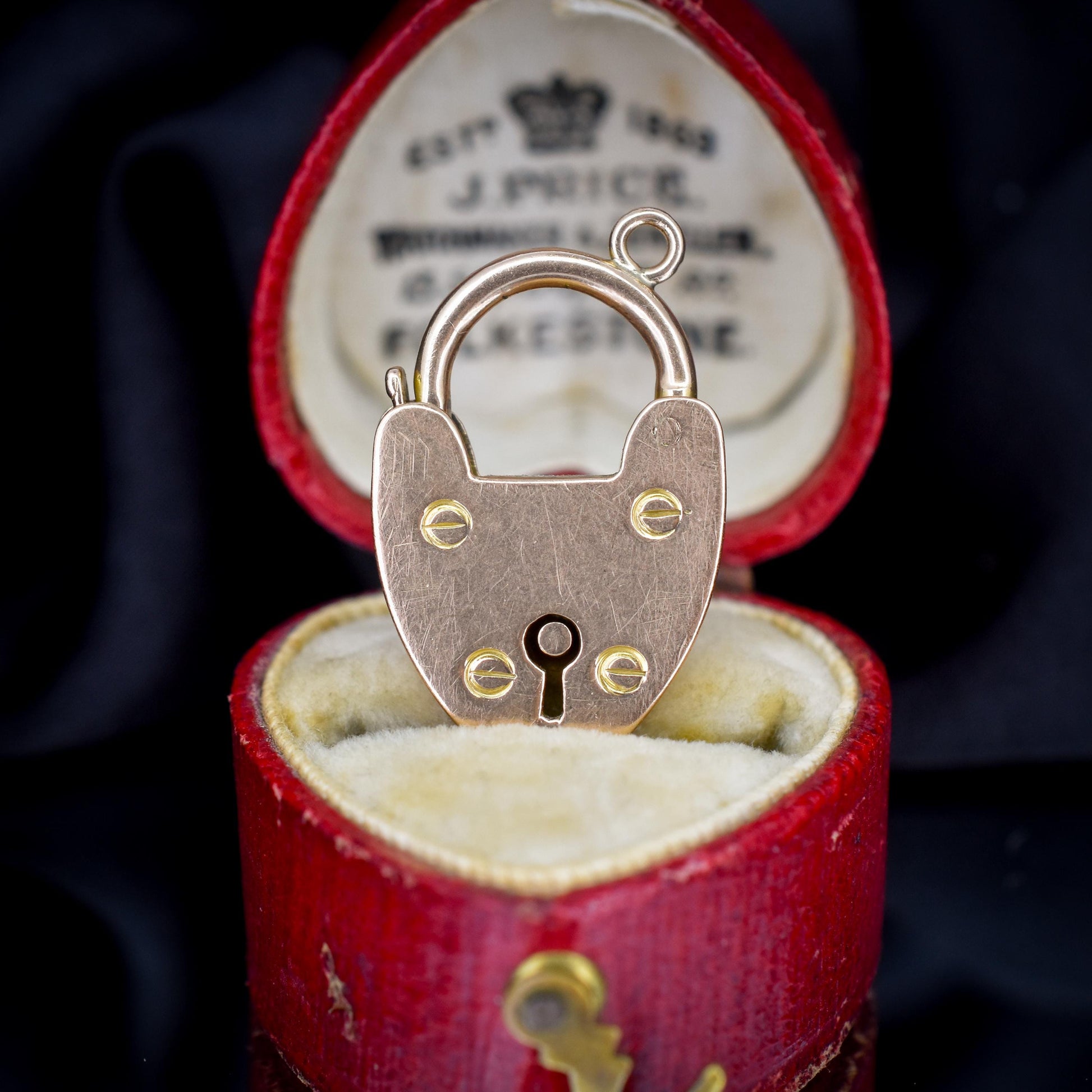 Antique Edwardian 15ct Gold Heart Padlock Pendant