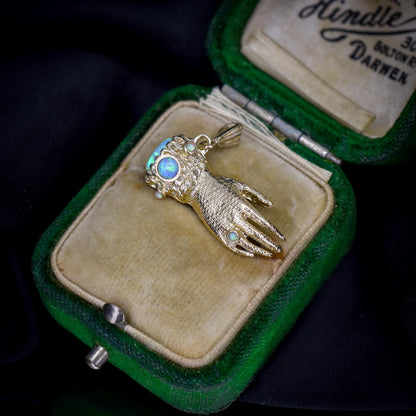 Opal 9ct Yellow Gold Hand Figa Charm Pendant