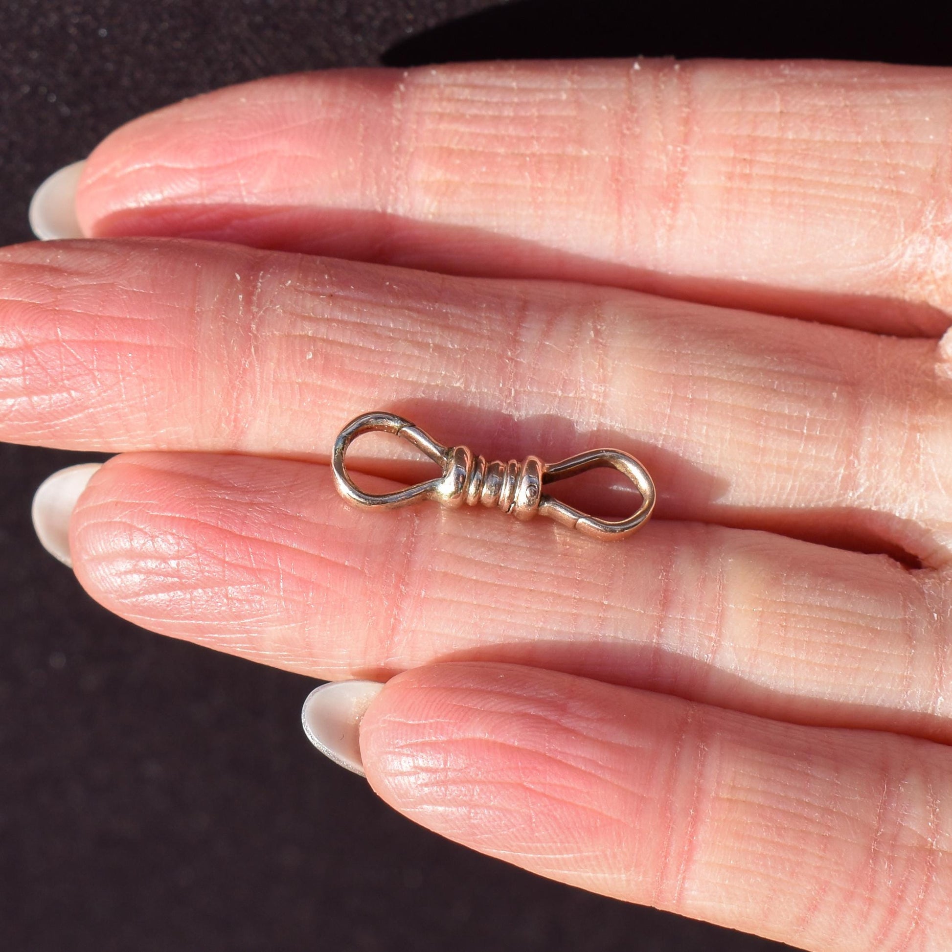 Rare Antique 9ct Gold Double Sided Dog Clip