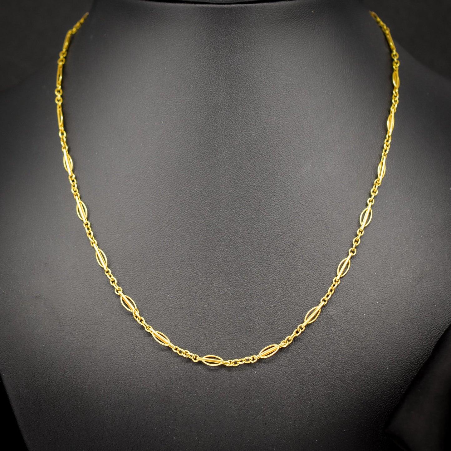 Antique 9ct Yellow Gold Fancy Chain with Barrel Clasp | 17"