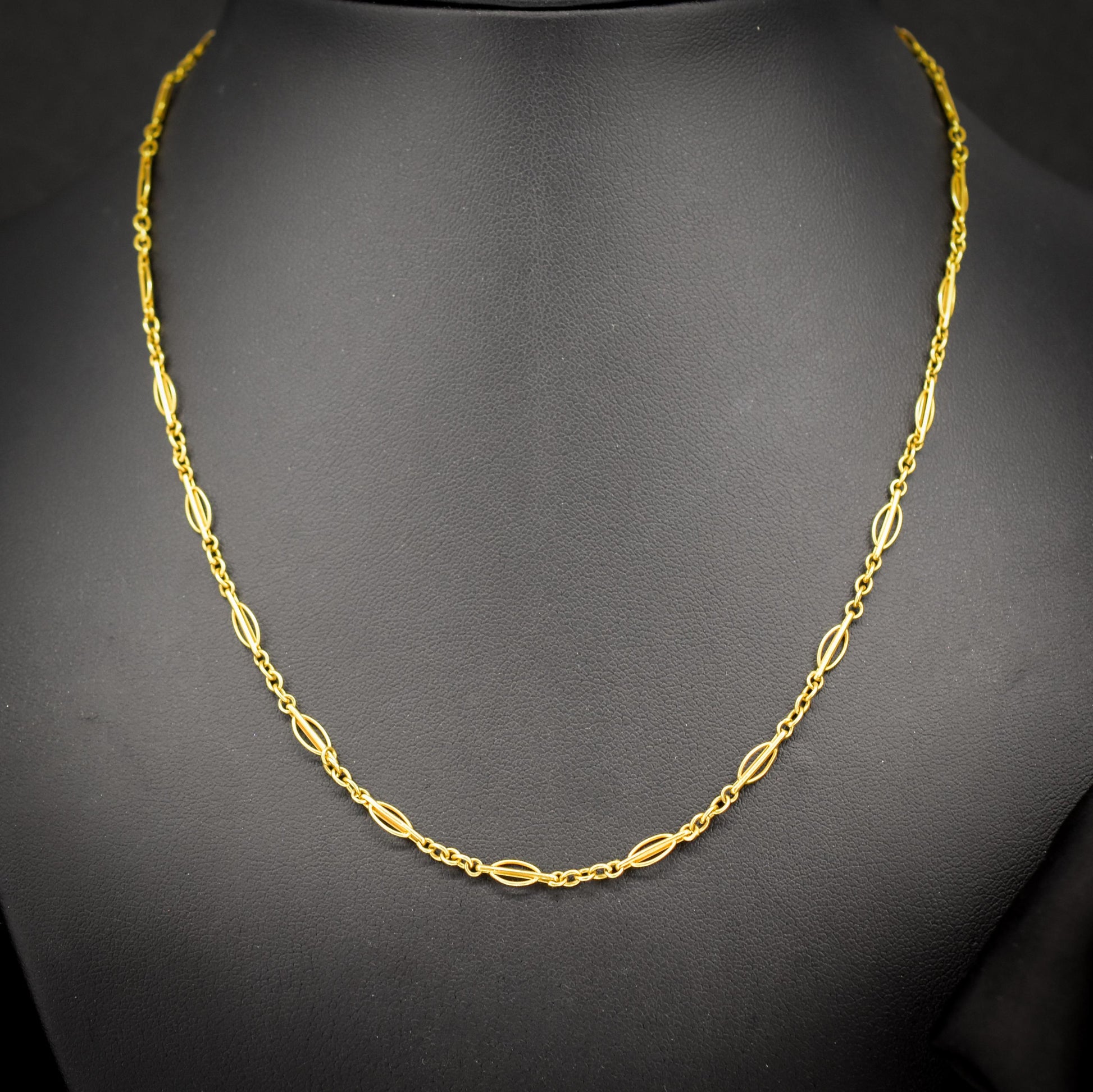 Antique 9ct Yellow Gold Fancy Chain with Barrel Clasp | 17"