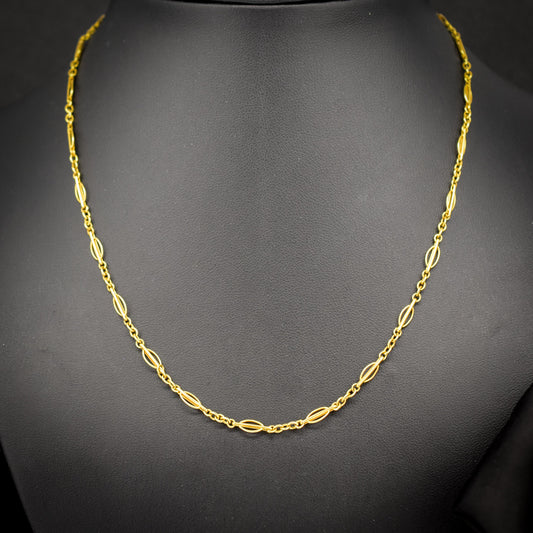 Antique 9ct Yellow Gold Fancy Chain with Barrel Clasp | 17"