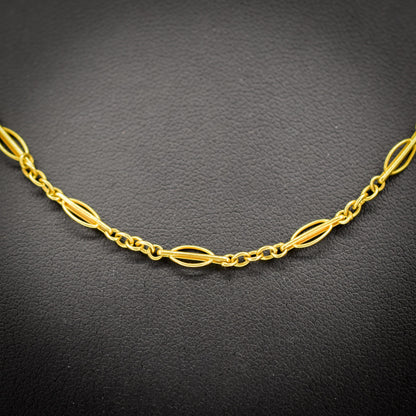 Antique 9ct Yellow Gold Fancy Chain with Barrel Clasp | 17"