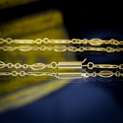 Antique 9ct Yellow Gold Fancy Chain with Barrel Clasp | 17"