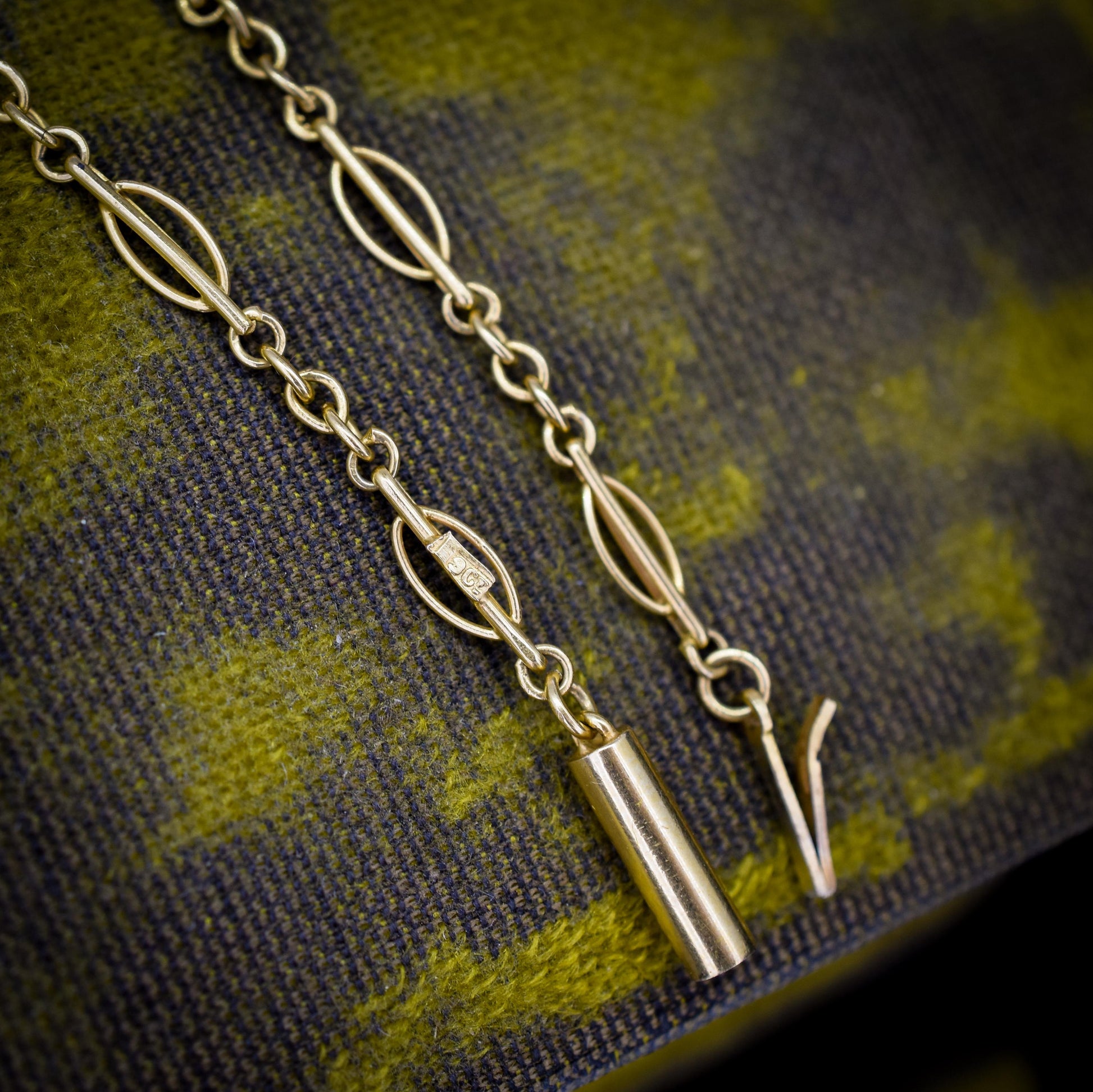 Antique 9ct Yellow Gold Fancy Chain with Barrel Clasp | 17"