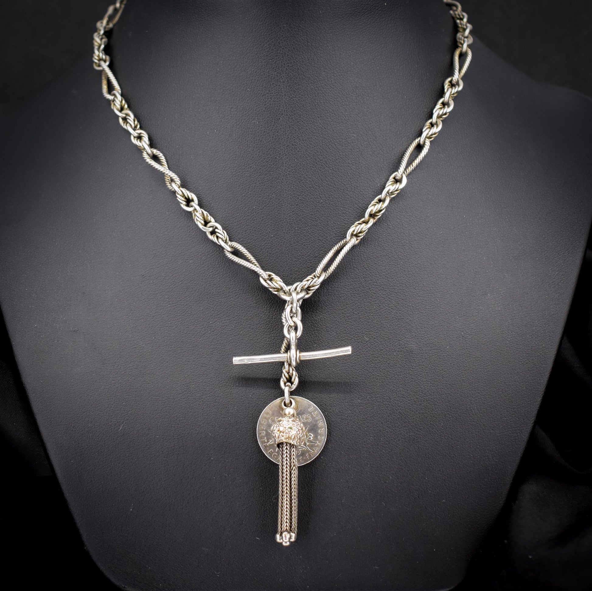 Antique '1899' Silver Fancy Twist and Fetter Link Albert Chain | 15"