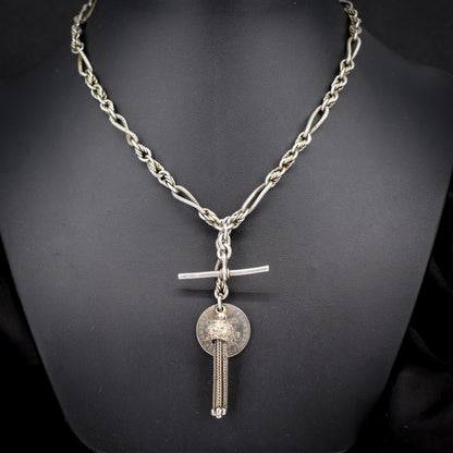 Antique '1899' Silver Fancy Twist and Fetter Link Albert Chain | 15"