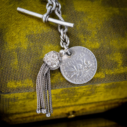 Antique '1899' Silver Fancy Twist and Fetter Link Albert Chain | 15"