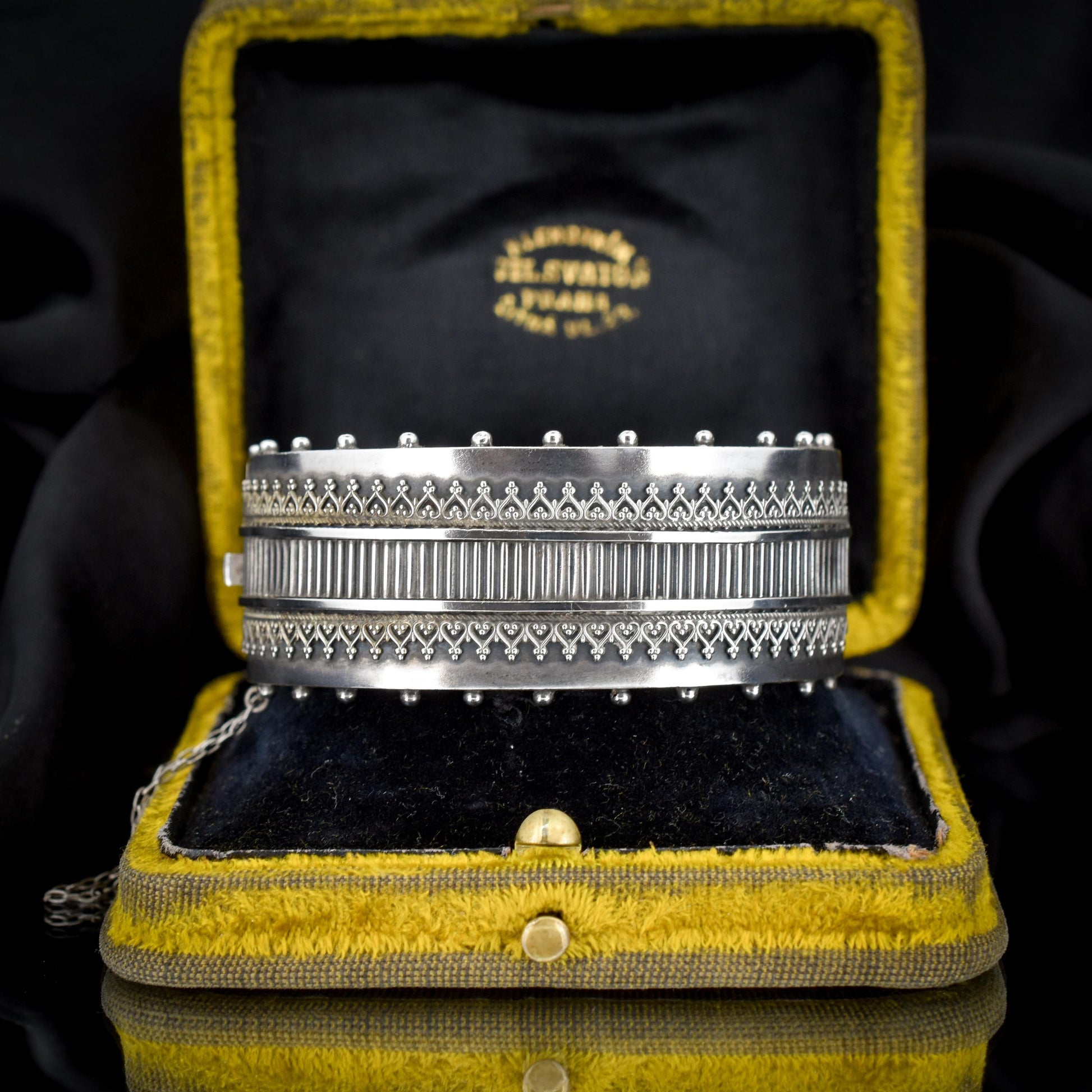 Antique Victorian Silver Aesthetic Movement Cuff Bangle Bracelet