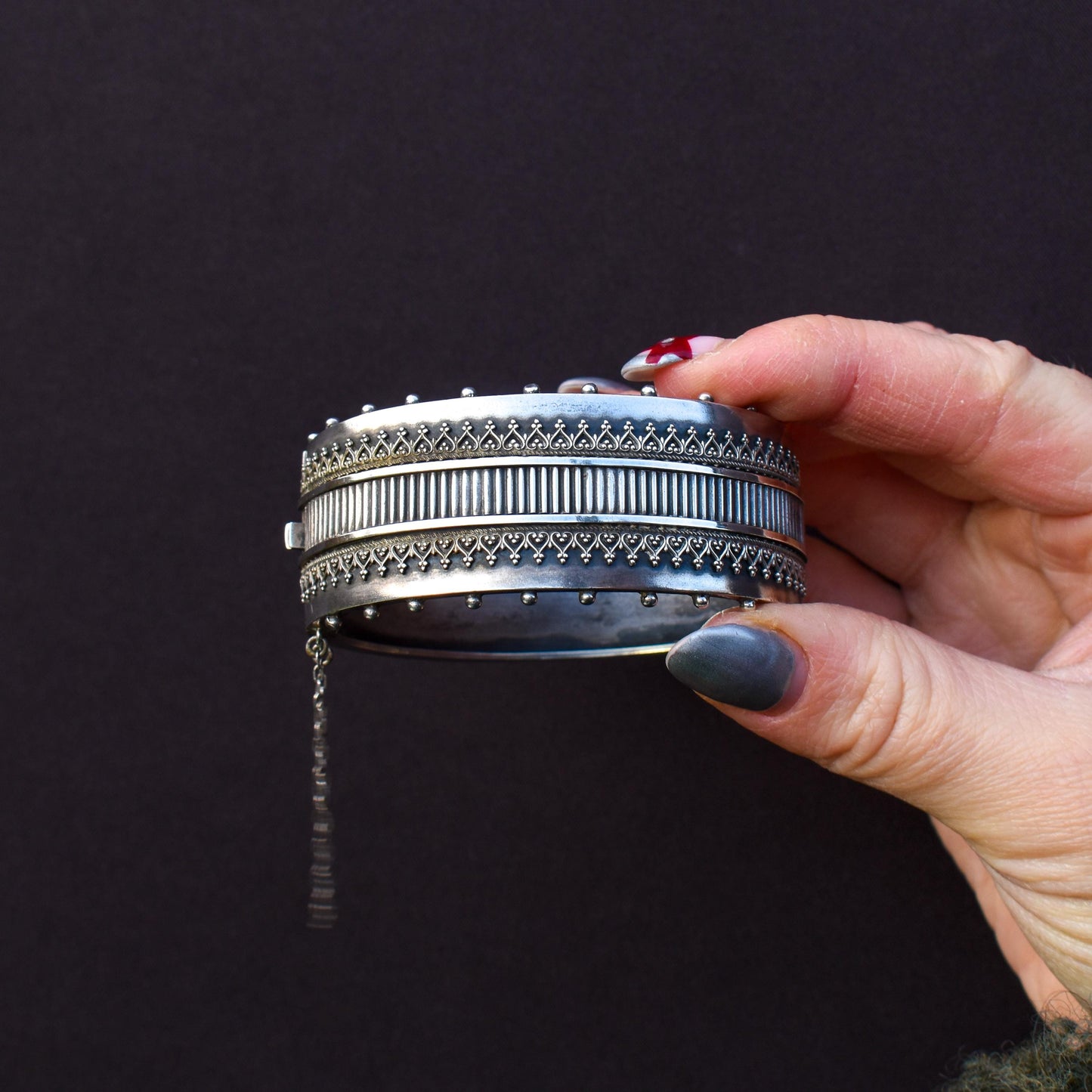 Antique Victorian Silver Aesthetic Movement Cuff Bangle Bracelet