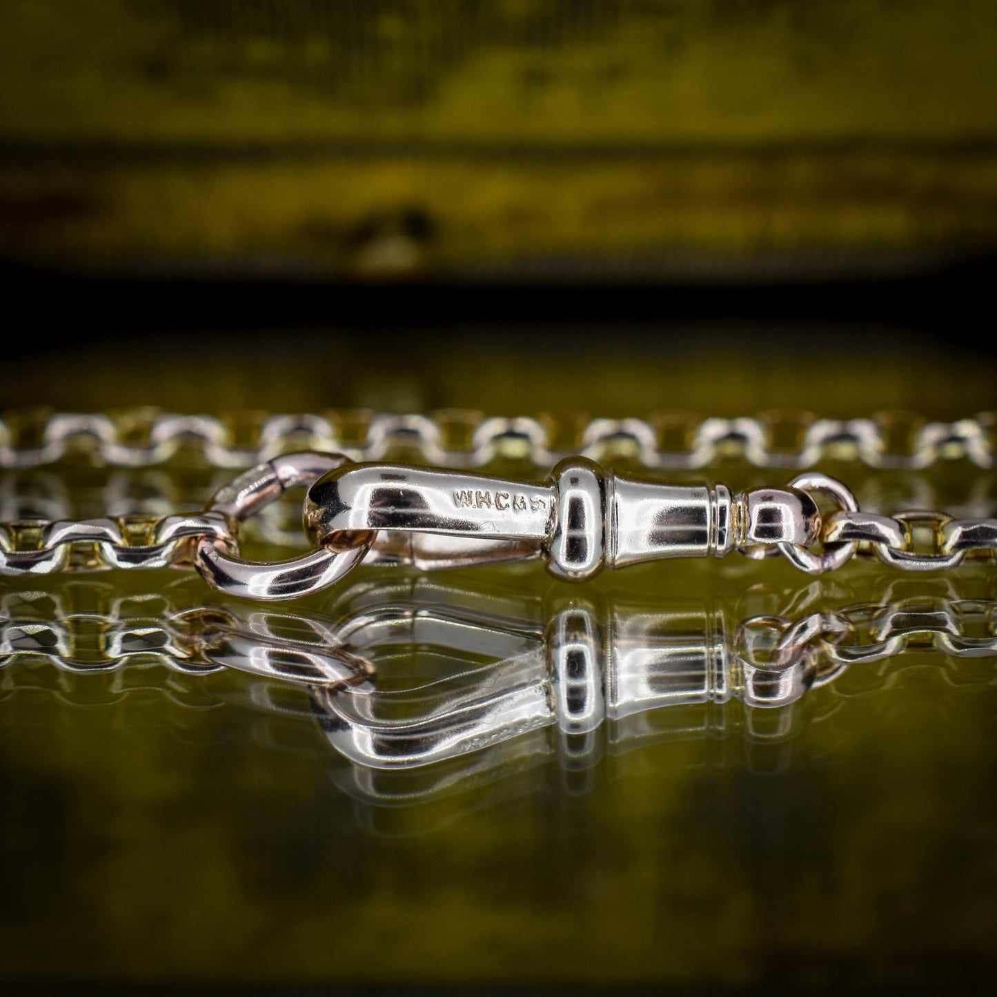 Antique Victorian 9ct Gold Faceted Link Chain Necklace with Dog Clip | 20"