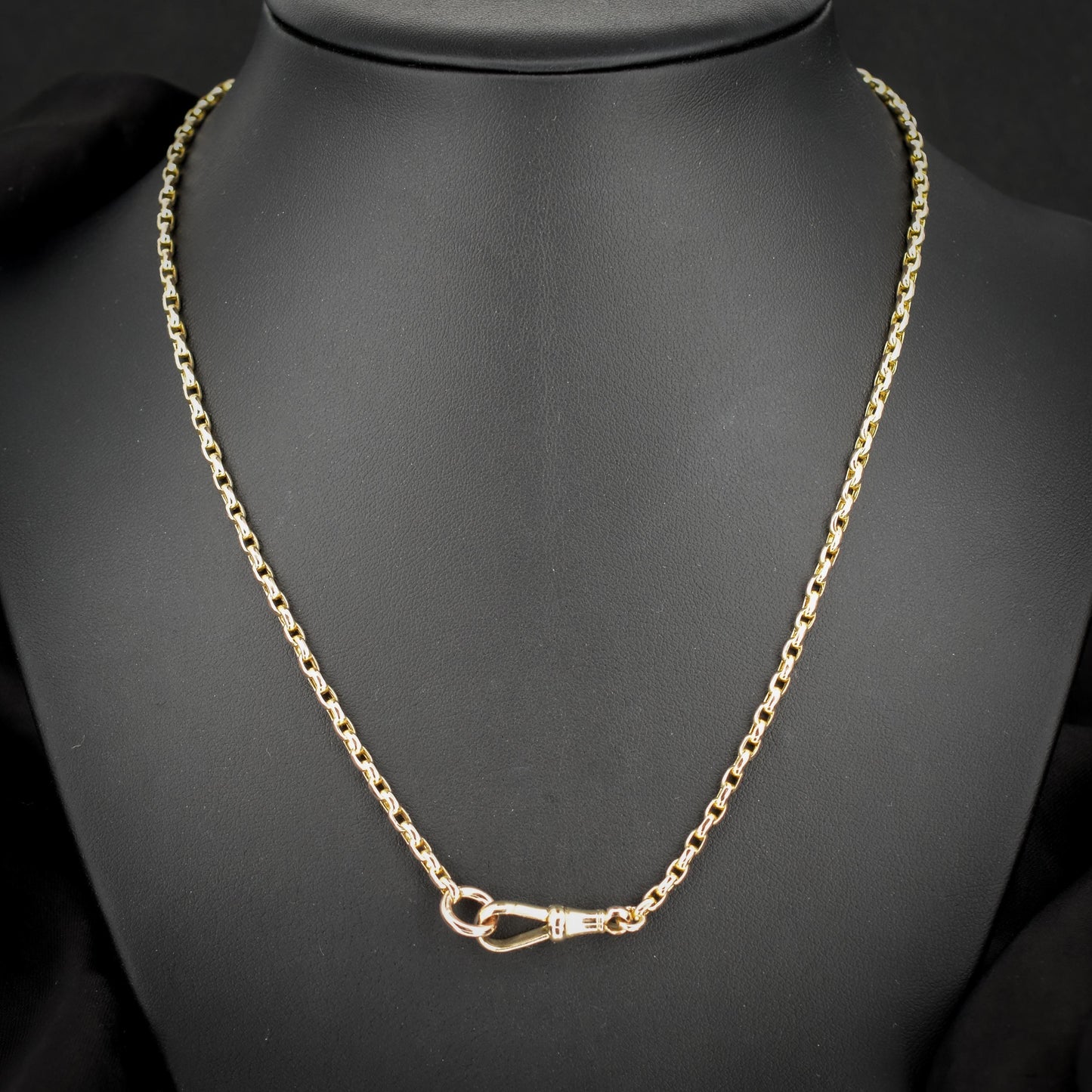 Antique Victorian 9ct Gold Faceted Link Chain Necklace with Dog Clip | 20"